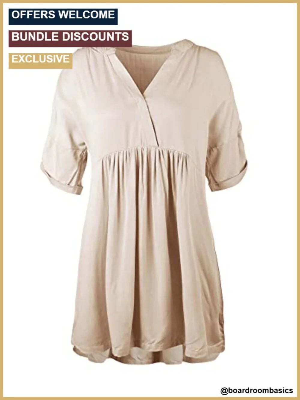 Women's Babydoll Short Sleeve V-Neck Tunic Dress Casual Loose Swing Dress
